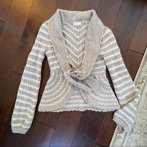 Anthropologie Sleeping on Snow Tie Front Sweater XS